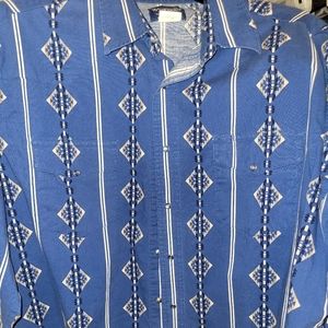 Wrangler western xl pearl snap ls shirt blue